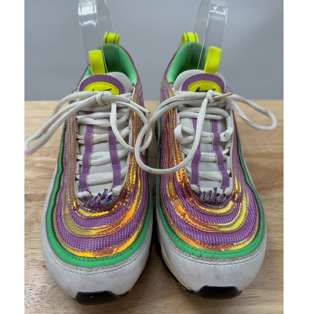 Nike Air Max 97 Women's Size 7.5 White Electro Green Fuchsia Glow Retro Sneakers